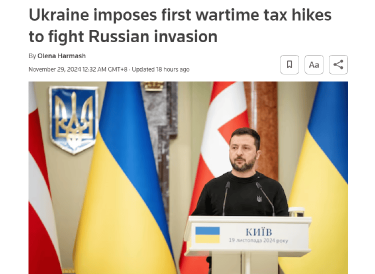 皇冠信用網登3代理_泽连斯基签署新法案:乌克兰大幅加征战争税