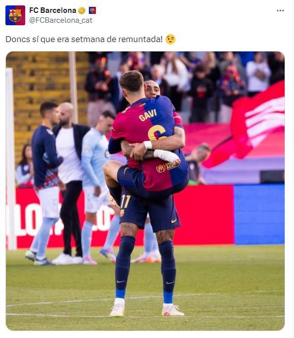 皇冠皇冠平台
_巴萨逆转塞尔塔后调侃皇马：这的确是大逆转的一个星期啊